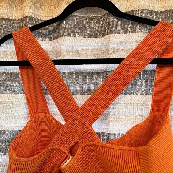 Abercrombie & Fitch Orange Ribbed Criss Cross Back Tank Top Size XL - Picture 5 of 7